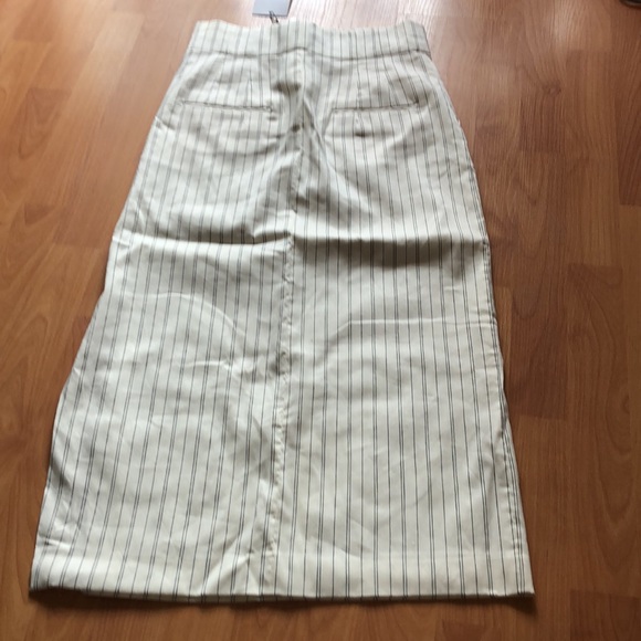 Pinstripe midi side slit linen skirt - Picture 6 of 9